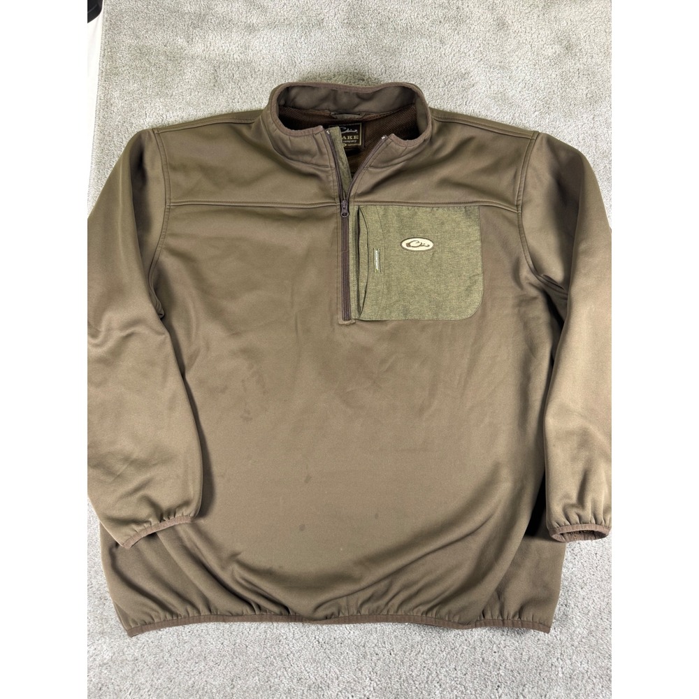 Drake Waterfowl Systems Mens 3XL Brown Quarter Zip Fleece Pullover Magnattach
